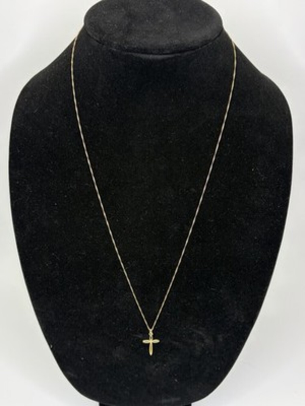14K Yellow Gold Open Infinity Cross Pendant Necklace 24" Singapore Chain Italy